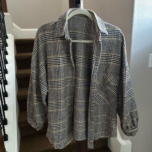 Knitted Coatigan Plaid Print